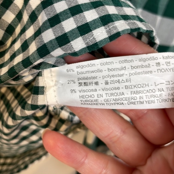 Zara mix gingham print ruffle buttons down shirt - Picture 5 of 7